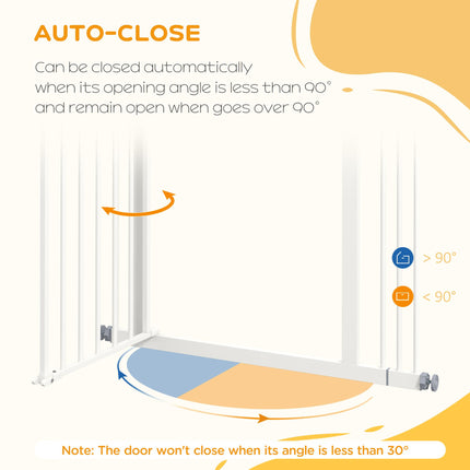Adjustable Metal Dog Gate 74-87cm Wide with Auto Close and Locks - White