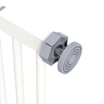 Adjustable Metal Dog Gate 74-87cm Wide with Auto Close and Locks - White