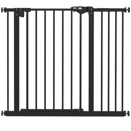 Adjustable Metal Dog Gate 74-94cm Wide with Automatic Closing - Black