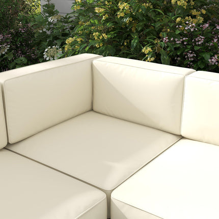 5-Piece Aluminium Garden Sofa Set with Cushions and Glass Top Coffee Table - Gold Tone