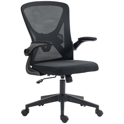 Ergonomic Mesh Office Chair with Flip-up Armrests, Lumbar Support & Swivel Wheels - Black