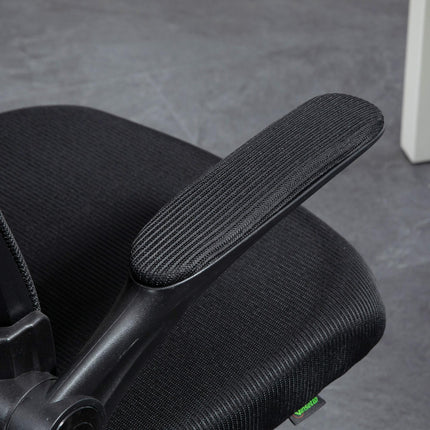 Ergonomic Mesh Office Chair with Flip-up Armrests, Lumbar Support & Swivel Wheels - Black