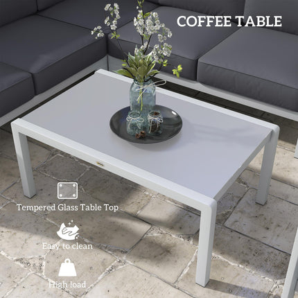 Five-Piece Aluminium Garden Sofa Set with Glass-Top Table - Grey