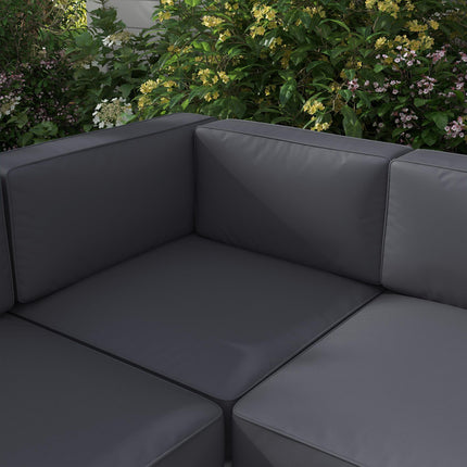 Five-Piece Aluminium Garden Sofa Set with Glass-Top Table - Grey
