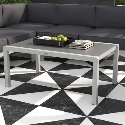 Five-Piece Aluminium Garden Sofa Set with Glass-Top Table - Grey