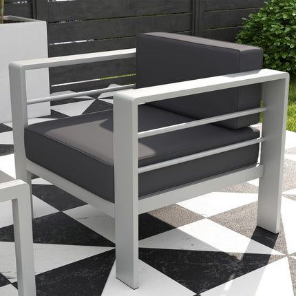 Five-Piece Aluminium Garden Sofa Set with Glass-Top Table - Grey
