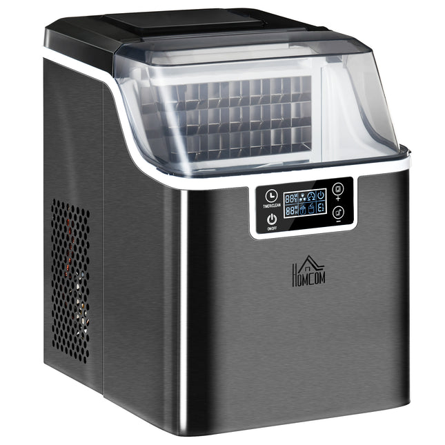 20Kg Countertop Ice Maker Machine with Adjustable Cube Size, Self-Cleaning, 24 Cubes/14-18Mins, 3.2L Tank - Black