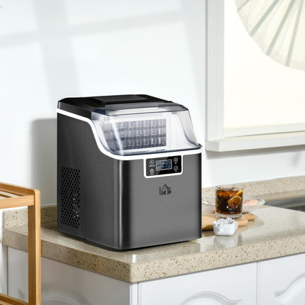 20Kg Countertop Ice Maker Machine with Adjustable Cube Size, Self-Cleaning, 24 Cubes/14-18Mins, 3.2L Tank - Black