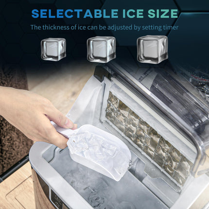 20Kg Countertop Ice Maker Machine with Adjustable Cube Size, Self-Cleaning, 24 Cubes/14-18Mins, 3.2L Tank - Black