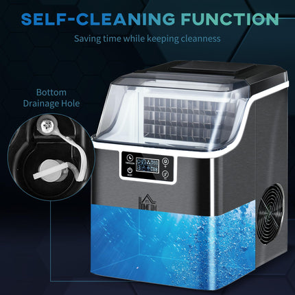 20Kg Countertop Ice Maker Machine with Adjustable Cube Size, Self-Cleaning, 24 Cubes/14-18Mins, 3.2L Tank - Black