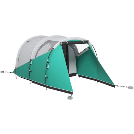 Three-Person Spacious Tunnel Tent with Water-Resistant Design - Green