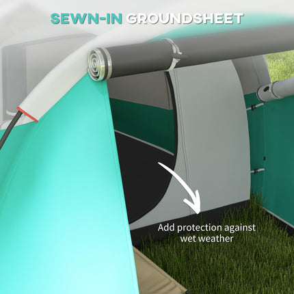 Three-Person Spacious Tunnel Tent with Water-Resistant Design - Green