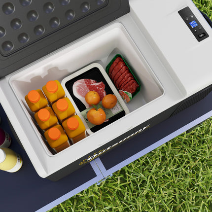 16L Portable Car Fridge with Adjustable -20°C to 10°C Temperature Control - Black/Grey
