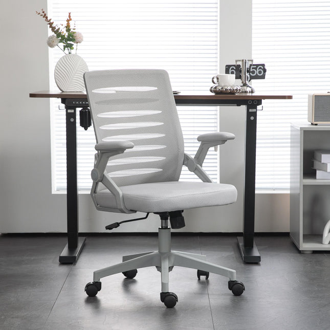 Mesh Office Swivel Task Chair with Lumbar Support for Home - Grey
