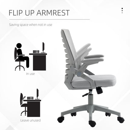 Mesh Office Swivel Task Chair with Lumbar Support for Home - Grey