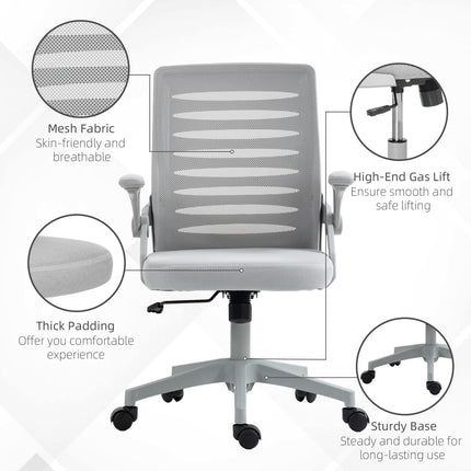 Mesh Office Swivel Task Chair with Lumbar Support for Home - Grey