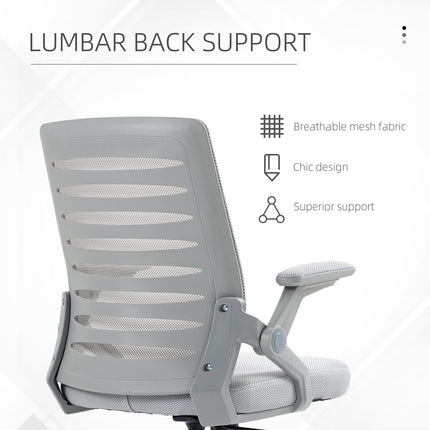 Mesh Office Swivel Task Chair with Lumbar Support for Home - Grey