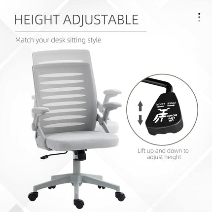Mesh Office Swivel Task Chair with Lumbar Support for Home - Grey