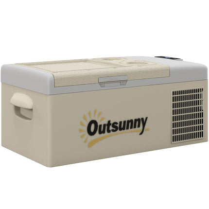 16L Portable Car Fridge with Adjustable Temperature Range - Khaki Grey