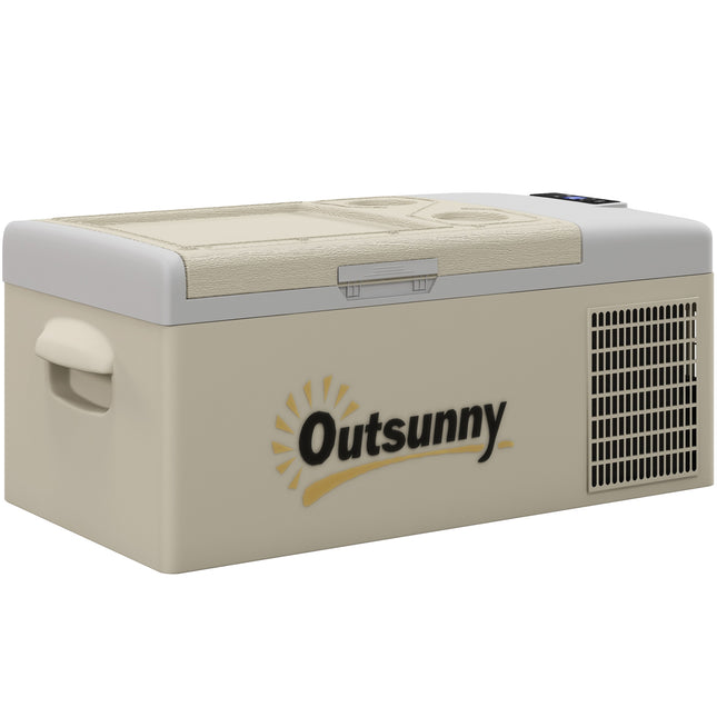 16L Portable Car Fridge with Adjustable Temperature Range - Khaki Grey