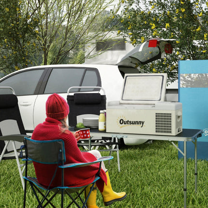 16L Portable Car Fridge with Adjustable Temperature Range - Khaki Grey