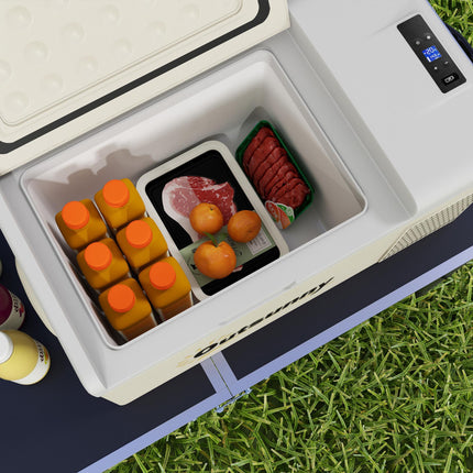 16L Portable Car Fridge with Adjustable Temperature Range - Khaki Grey
