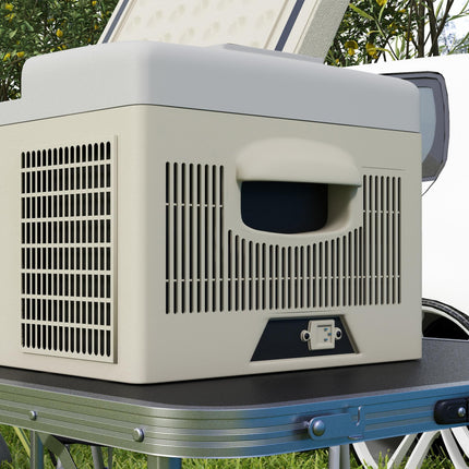 16L Portable Car Fridge with Adjustable Temperature Range - Khaki Grey