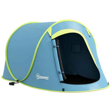 Instant Pop-Up Two-Man Camping Tent with Water-Resistant Design - Blue