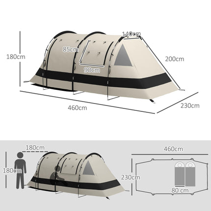 Four Man Two Room Blackout Tent with Accessories - Khaki