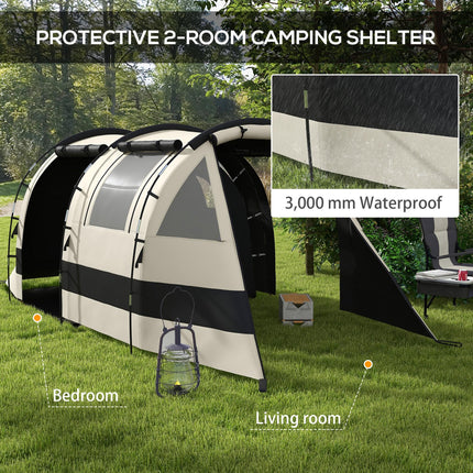 Four Man Two Room Blackout Tent with Accessories - Khaki