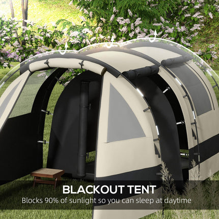 Four Man Two Room Blackout Tent with Accessories - Khaki