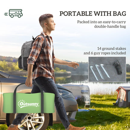 Four Man Tunnel Tent with Rain Protection and Two-Room Design - Green