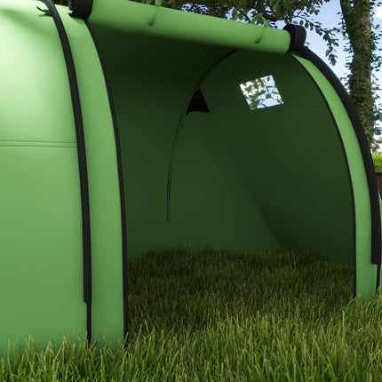 Four Man Tunnel Tent with Rain Protection and Two-Room Design - Green