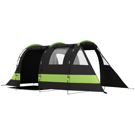 Four Person Blackout Waterproof Camping Tent with Separate Rooms - Black