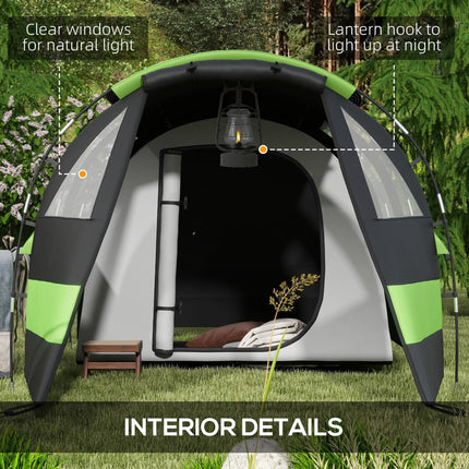 Four Person Blackout Waterproof Camping Tent with Separate Rooms - Black