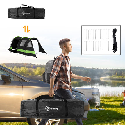 Four Person Blackout Waterproof Camping Tent with Separate Rooms - Black