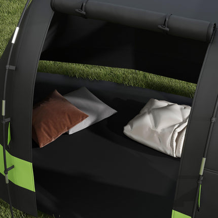 Four Person Blackout Waterproof Camping Tent with Separate Rooms - Black