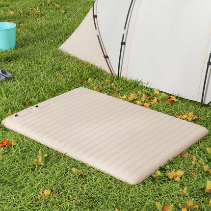 Double Inflatable Mattress, with Built-In Pump - White