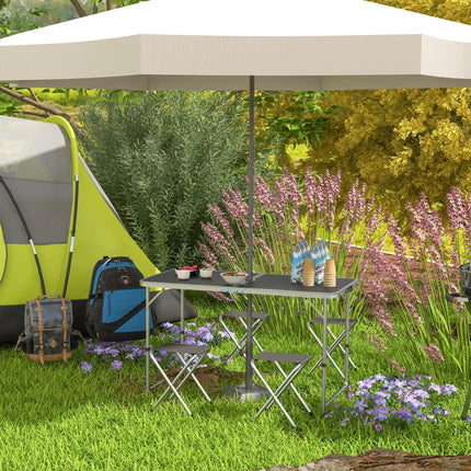 Foldable Aluminium Four-Person Picnic Set with Parasol Hole - Silver