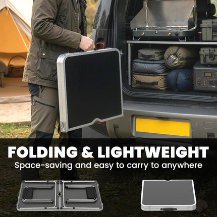Foldable Aluminium Four-Person Picnic Set with Parasol Hole - Silver