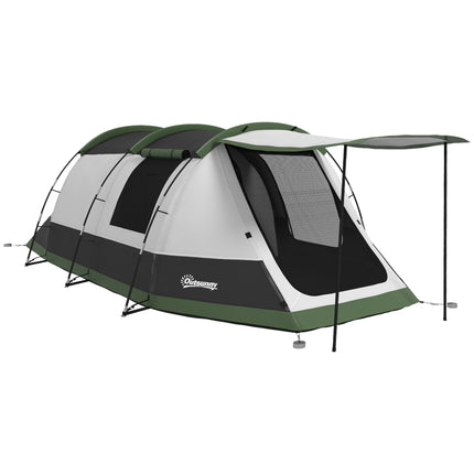 Three-Person Two-Room Camping Tent with Porch - Green