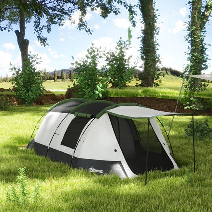 Three-Person Two-Room Camping Tent with Porch - Green