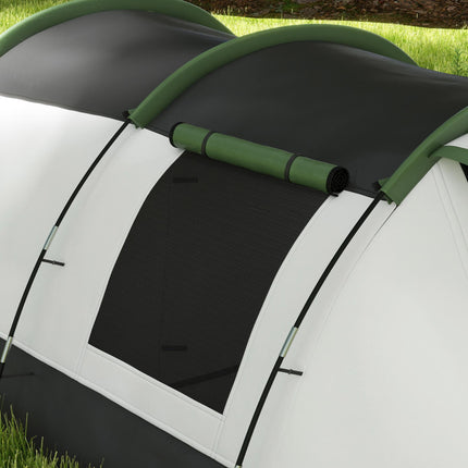 Three-Person Two-Room Camping Tent with Porch - Green