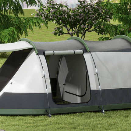 Three-Person Two-Room Camping Tent with Porch - Green