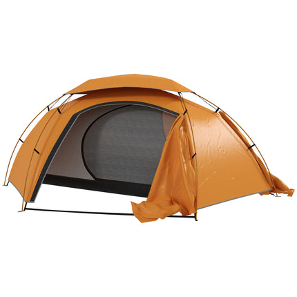 1-2 Man Aluminium Frame Camping Dome Tent with Rainfly - Orange