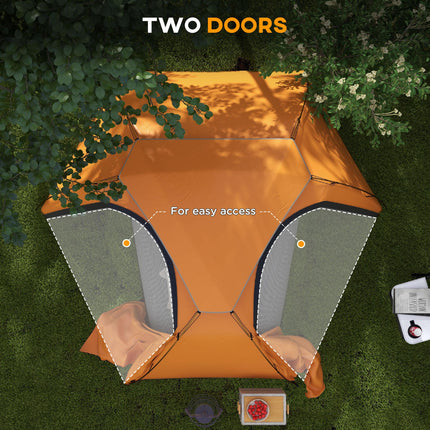1-2 Man Aluminium Frame Camping Dome Tent with Rainfly - Orange