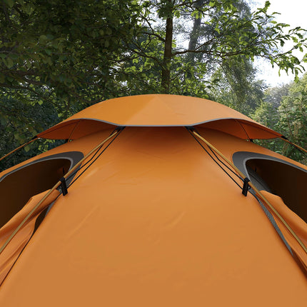 1-2 Man Aluminium Frame Camping Dome Tent with Rainfly - Orange