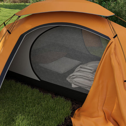 1-2 Man Aluminium Frame Camping Dome Tent with Rainfly - Orange