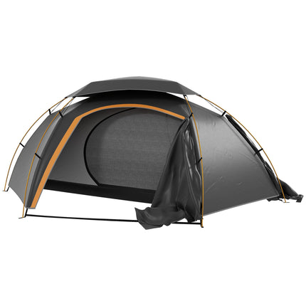 1-2 Man Aluminium Frame Camping Dome Tent with Rainfly - Grey