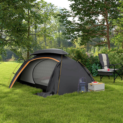 1-2 Man Aluminium Frame Camping Dome Tent with Rainfly - Grey